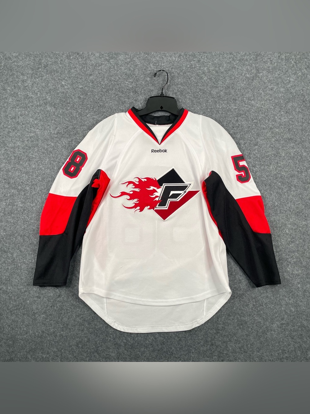 Gulf Coast Flames Reebok Hockey Jersey Youth Size L/XL White Red Black